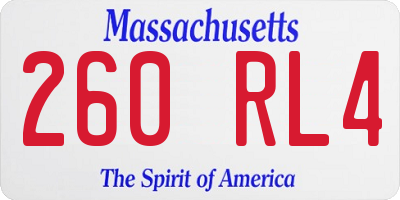 MA license plate 260RL4