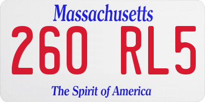 MA license plate 260RL5