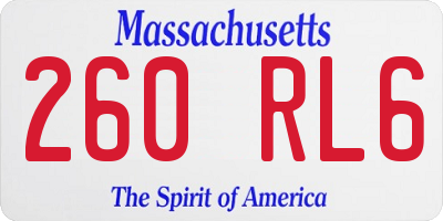 MA license plate 260RL6