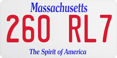 MA license plate 260RL7