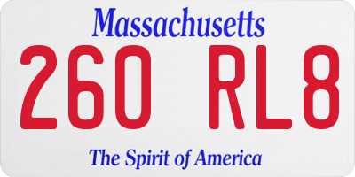 MA license plate 260RL8