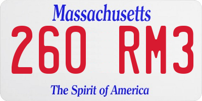 MA license plate 260RM3