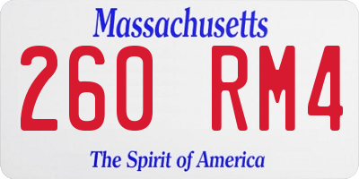 MA license plate 260RM4