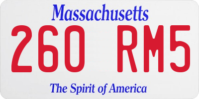 MA license plate 260RM5