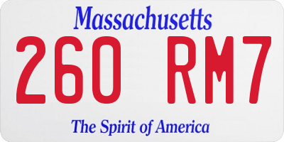 MA license plate 260RM7
