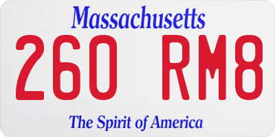 MA license plate 260RM8