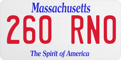 MA license plate 260RN0