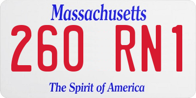 MA license plate 260RN1