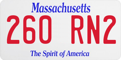 MA license plate 260RN2
