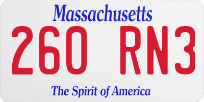 MA license plate 260RN3