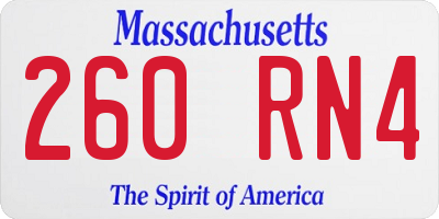 MA license plate 260RN4