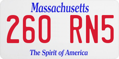 MA license plate 260RN5