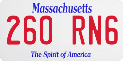 MA license plate 260RN6