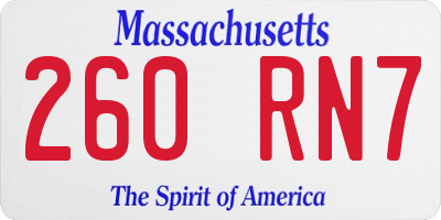 MA license plate 260RN7
