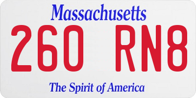 MA license plate 260RN8