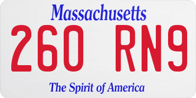 MA license plate 260RN9