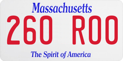 MA license plate 260RO0