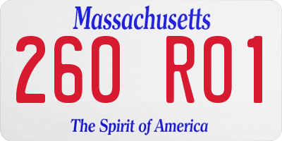 MA license plate 260RO1