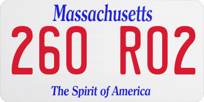MA license plate 260RO2