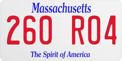 MA license plate 260RO4