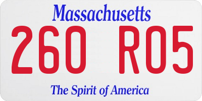 MA license plate 260RO5
