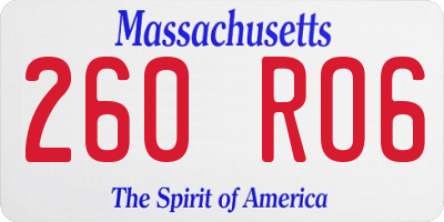 MA license plate 260RO6