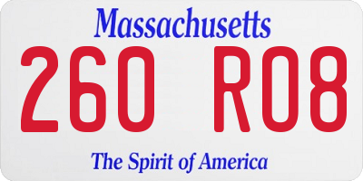 MA license plate 260RO8