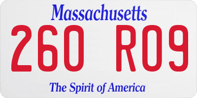 MA license plate 260RO9