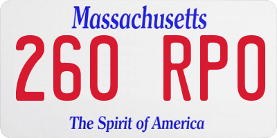 MA license plate 260RP0