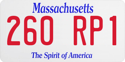 MA license plate 260RP1