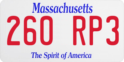 MA license plate 260RP3