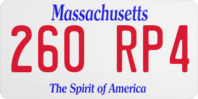 MA license plate 260RP4