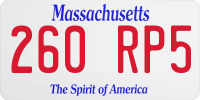 MA license plate 260RP5