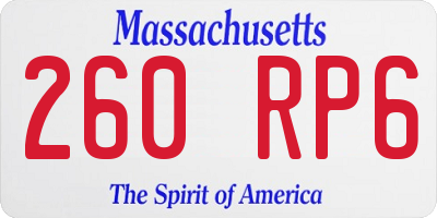 MA license plate 260RP6