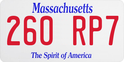 MA license plate 260RP7