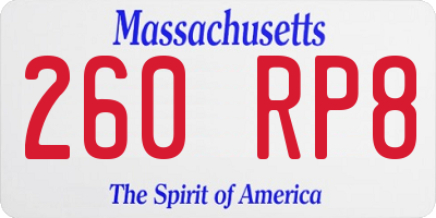 MA license plate 260RP8
