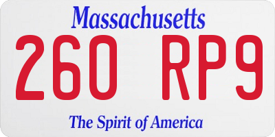 MA license plate 260RP9