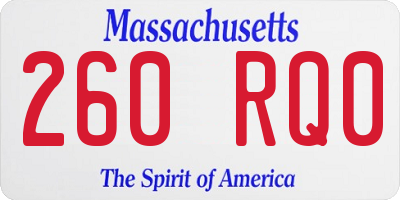 MA license plate 260RQ0