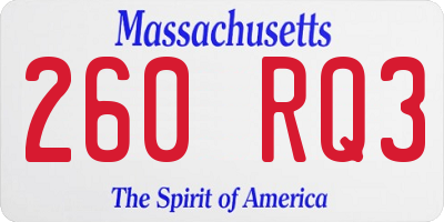 MA license plate 260RQ3