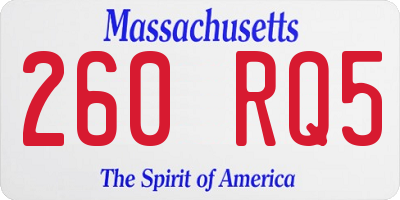 MA license plate 260RQ5