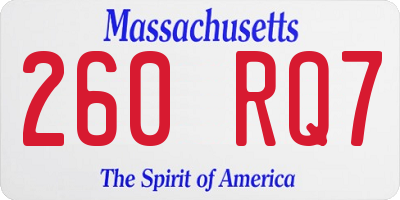 MA license plate 260RQ7