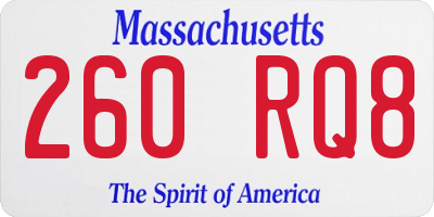 MA license plate 260RQ8