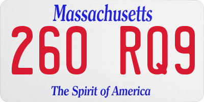 MA license plate 260RQ9
