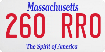 MA license plate 260RR0