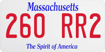 MA license plate 260RR2
