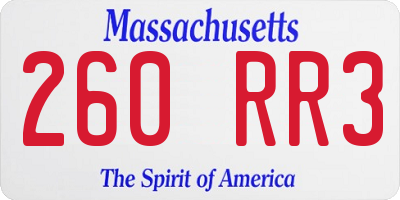 MA license plate 260RR3