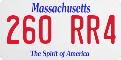 MA license plate 260RR4