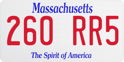 MA license plate 260RR5