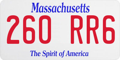 MA license plate 260RR6
