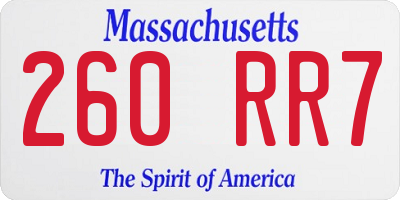 MA license plate 260RR7